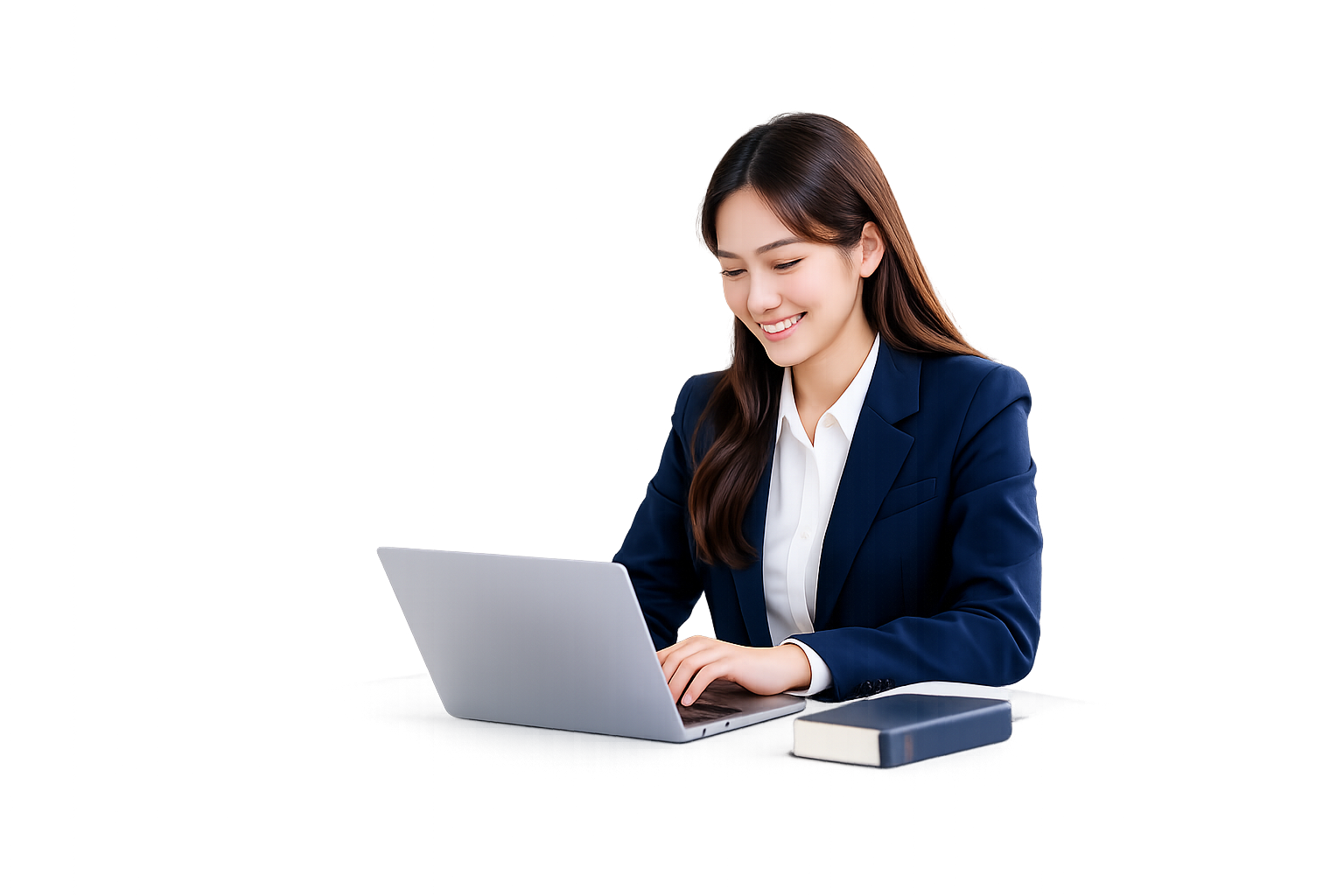 Học viên sử dụng laptop để ôn thi pháp lý trực tuyến